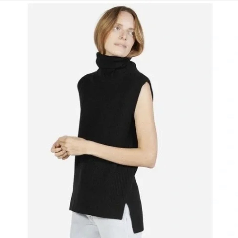 Everlane The Chunky Wool Sleeveless Turtleneck Black Size Small